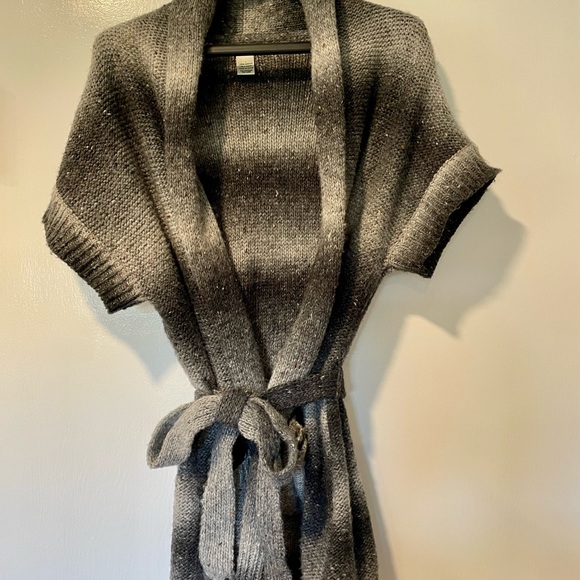 Cache Grey sweater wrap with belt - Picture 2 of 5